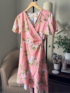 Floral Pink Wrap Dress - Unbranded from Amazon